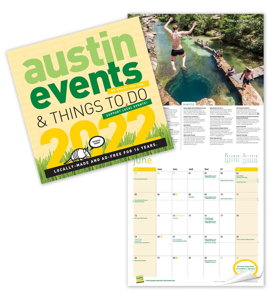 Austin Events calendar cover and spread
